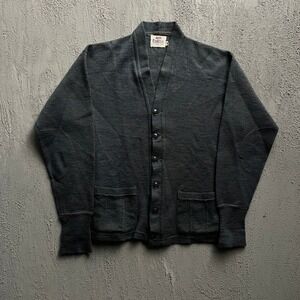 Vintage Campus Cardigan Sweater 46 Grey 1960s Wool USA